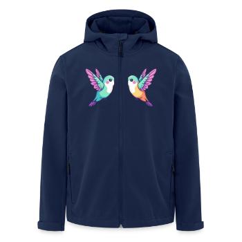 Kolibri Vogel Paar Liebe Valentinstag - Recycelte Männer Softshell-Jacke von Stanley/Stella - Navy - Vorne - AI Model Male 185 light (185cm)