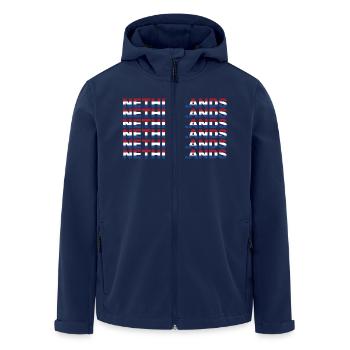 Texte des Pays-Bas dans les couleurs du drapeau - Veste softshell homme en polyester recyclé Stanley/Stella - marine - Devant - AI Model Male 185 light (185cm)