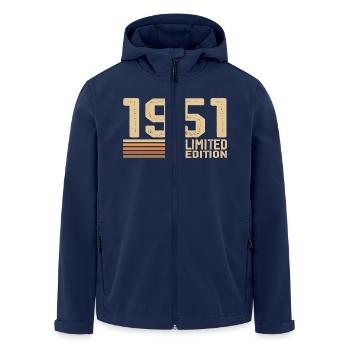 Né en 1951 anniversaire - Cadeau 1951 Vintage 1951 - Veste softshell homme en polyester recyclé Stanley/Stella - marine - Devant - AI Model Male 185 light (185cm)