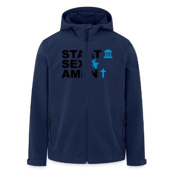 State Examination / State Sex Amen - Men’s Recycled Softshell Jacket by Stanley/Stella - navy - Front - AI Model Male 185 light (185cm)