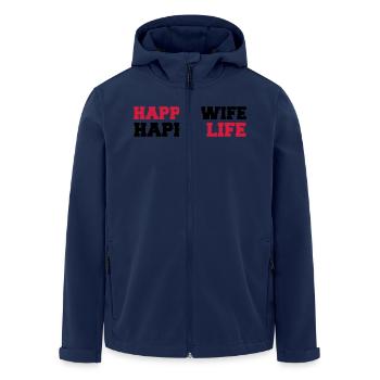 Happy Wife - Happy Life - Men’s Recycled Softshell Jacket by Stanley/Stella - navy - Front - AI Model Male 185 light (185cm)