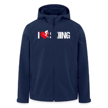 I love skiing - Men’s Recycled Softshell Jacket by Stanley/Stella - navy - Front - AI Model Male 185 light (185cm)