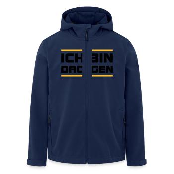 Ich bin dagegen -V2 - Recycelte Männer Softshell-Jacke von Stanley/Stella - Navy - Vorne - AI Model Male 185 light (185cm)