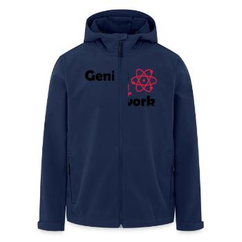 genius at work - Men’s Recycled Softshell Jacket by Stanley/Stella - navy - Front - AI Model Male 185 light (185cm)