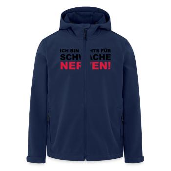 Ich bin nichts für schwache Nerven! - Recycelte Männer Softshell-Jacke von Stanley/Stella - Navy - Vorne - AI Model Male 185 light (185cm)
