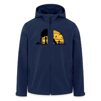 Freizeit - Camping Zelten Sonne - Recycelte Männer Softshell-Jacke von Stanley/Stella - Navy - Vorne - AI Model Male 185 light (185cm)
