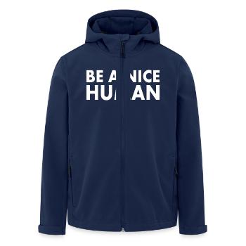 Be a nice human - Men’s Recycled Softshell Jacket by Stanley/Stella - navy - Front - AI Model Male 185 light (185cm)