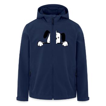 Hund Hinter Mauer Zaun Schild Guckt Glücklich Süß - Recycelte Männer Softshell-Jacke von Stanley/Stella - Navy - Vorne - AI Model Male 185 light (185cm)