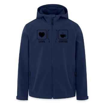Love, Peace, Coffee - Recycelte Männer Softshell-Jacke von Stanley/Stella - Navy - Vorne - AI Model Male 185 light (185cm)