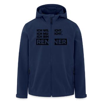 ich will nicht, ich muss nicht, ich bin rentner - Recycelte Männer Softshell-Jacke von Stanley/Stella - Navy - Vorne - AI Model Male 185 light (185cm)