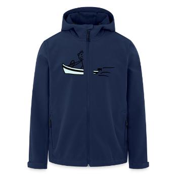Männchen fährt Motorboot - V2 - Recycelte Männer Softshell-Jacke von Stanley/Stella - Navy - Vorne - AI Model Male 185 light (185cm)