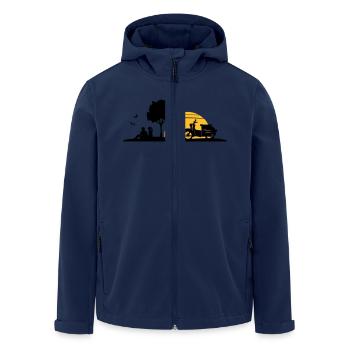 Fahrzeug - Schalbe Baum Sonne - Recycelte Männer Softshell-Jacke von Stanley/Stella - Navy - Vorne - AI Model Male 185 light (185cm)