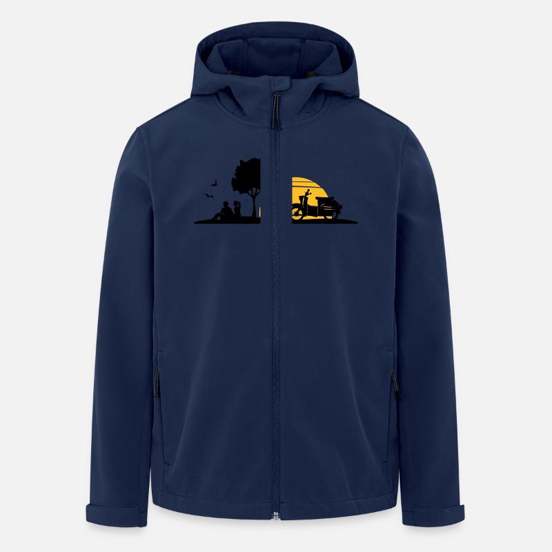 Fahrzeug - Schalbe Baum Sonne - Recycelte Männer Softshell-Jacke von Stanley/Stella - Navy