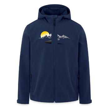 Reise - Berge Straße - Recycelte Männer Softshell-Jacke von Stanley/Stella - Navy - Vorne - AI Model Male 185 light (185cm)