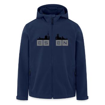 Skyline Essen - Recycelte Männer Softshell-Jacke von Stanley/Stella - Navy - Vorne - AI Model Male 185 light (185cm)