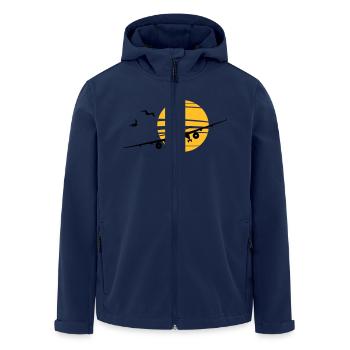 Flugzeug - Sonne - Recycelte Männer Softshell-Jacke von Stanley/Stella - Navy - Vorne - AI Model Male 185 light (185cm)