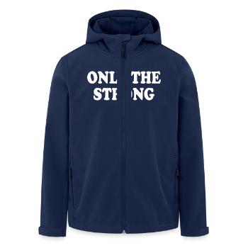 only the strong - Men’s Recycled Softshell Jacket by Stanley/Stella - navy - Front - AI Model Male 185 light (185cm)
