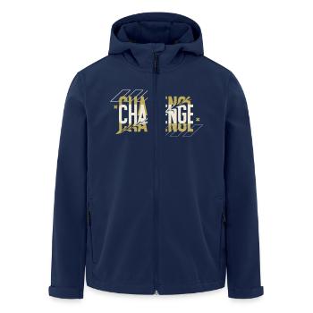 Black Typography Challenge Hoodie - Recycelte Männer Softshell-Jacke von Stanley/Stella - Navy - Vorne - AI Model Male 185 light (185cm)