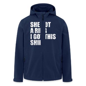 She Got A Ring I Got This shirt Funny Engagement - Men’s Recycled Softshell Jacket by Stanley/Stella - navy - Front - AI Model Male 185 light (185cm)