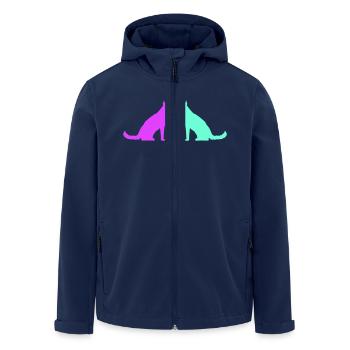2 Hunde Liebe Herz Team Sitzen Zwei Freunde Paar - Recycelte Männer Softshell-Jacke von Stanley/Stella - Navy - Vorne - AI Model Male 185 light (185cm)