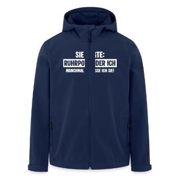 Ruhrpott Exfreundin - Recycelte Männer Softshell-Jacke von Stanley/Stella - Navy - Vorne - AI Model Male 185 light (185cm)