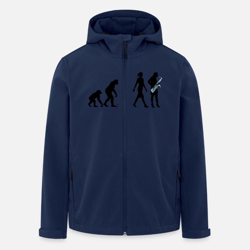 Evolution der Frau Saxophon Spielerin - Recycelte Männer Softshell-Jacke von Stanley/Stella - Navy