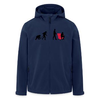 evolution_of_man_pc_console_gamer02_2c - Recycelte Männer Softshell-Jacke von Stanley/Stella - Navy - Vorne - AI Model Male 185 light (185cm)