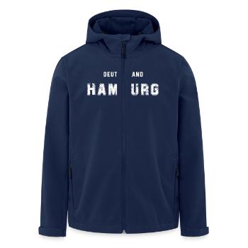Germany Hamburg - Urban Text Design - Men’s Recycled Softshell Jacket by Stanley/Stella - navy - Front - AI Model Male 185 light (185cm)