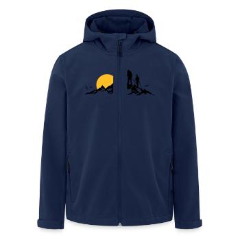 Natur - Berge Wanderer - Recycelte Männer Softshell-Jacke von Stanley/Stella - Navy - Vorne - AI Model Male 185 light (185cm)