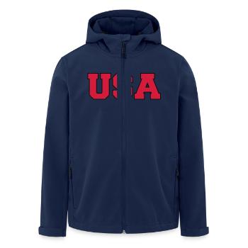 usa - Men’s Recycled Softshell Jacket by Stanley/Stella - navy - Front - AI Model Male 185 light (185cm)