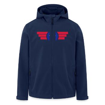 Emblem Badge Banner Logo Auszeichnung 3c - Recycelte Männer Softshell-Jacke von Stanley/Stella - Navy - Vorne - AI Model Male 185 light (185cm)