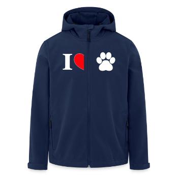 "I love" with paw print - Men’s Recycled Softshell Jacket by Stanley/Stella - navy - Front - AI Model Male 185 light (185cm)