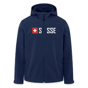 Schweiz - Flagge - Schwiiz - Suisse - Switzerland - Recycelte Männer Softshell-Jacke von Stanley/Stella - Navy - Vorne - AI Model Male 185 light (185cm)