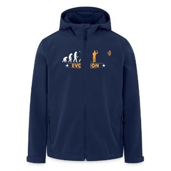 Dart - Evolution - orange/weiss - Men’s Recycled Softshell Jacket by Stanley/Stella - navy - Front - AI Model Male 185 light (185cm)