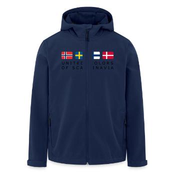 UNITED COLORS OF SCANDINAVIA black-lettered - Men’s Recycled Softshell Jacket by Stanley/Stella - navy - Front - AI Model Male 185 light (185cm)
