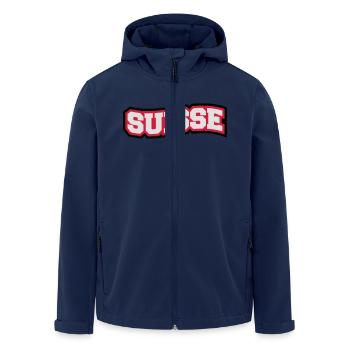 Suisse Design - Recycelte Männer Softshell-Jacke von Stanley/Stella - Navy - Vorne - AI Model Male 185 light (185cm)