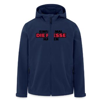 Fresse halten - Recycelte Männer Softshell-Jacke von Stanley/Stella - Navy - Vorne - AI Model Male 185 light (185cm)