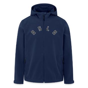 Oslo - Men’s Recycled Softshell Jacket by Stanley/Stella - navy - Front - AI Model Male 185 light (185cm)