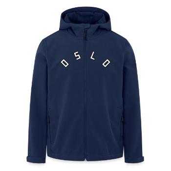 Oslo - Men’s Recycled Softshell Jacket by Stanley/Stella - navy - Front - AI Model Male 185 light (185cm)