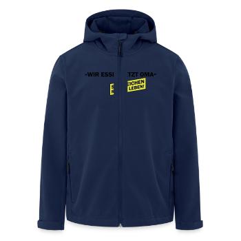 Wir essen jetzt Oma - Men’s Recycled Softshell Jacket by Stanley/Stella - navy - Front - AI Model Male 185 light (185cm)