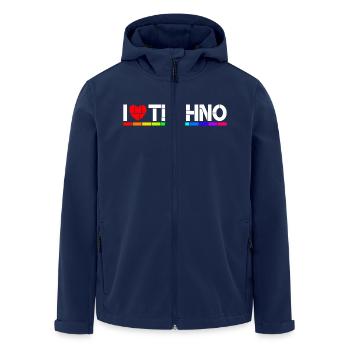 I love Techno - Recycelte Männer Softshell-Jacke von Stanley/Stella - Navy - Vorne - AI Model Male 185 light (185cm)