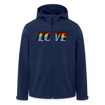 Texte arc-en-ciel LOVE LGBT Pride Month - Veste softshell homme en polyester recyclé Stanley/Stella - marine - Devant - AI Model Male 185 light (185cm)