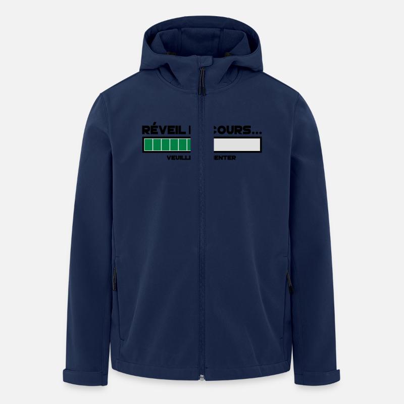 motif réveil en cours - Veste softshell homme en polyester recyclé Stanley/Stella - marine