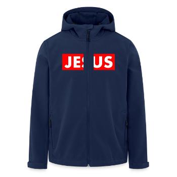 Jesus - Recycelte Männer Softshell-Jacke von Stanley/Stella - Navy - Vorne - AI Model Male 185 light (185cm)