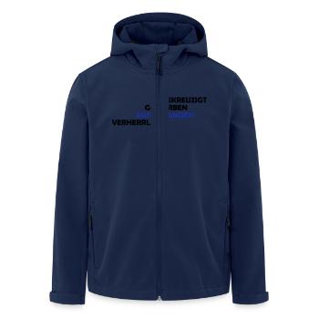 gekreuzigt_gestoreben_auferstanden_2 - Recycelte Männer Softshell-Jacke von Stanley/Stella - Navy - Vorne - AI Model Male 185 light (185cm)