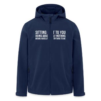 neben dir sitzen und absolut nichts tun - Recycelte Männer Softshell-Jacke von Stanley/Stella - Navy - Vorne - AI Model Male 185 light (185cm)