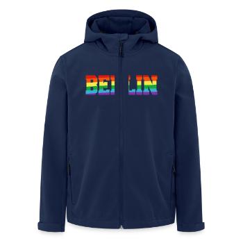 Berlin Regenbogenfahne - Recycelte Männer Softshell-Jacke von Stanley/Stella - Navy - Vorne - AI Model Male 185 light (185cm)