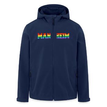 Mannheim Regenbogenfahne - Recycelte Männer Softshell-Jacke von Stanley/Stella - Navy - Vorne - AI Model Male 185 light (185cm)