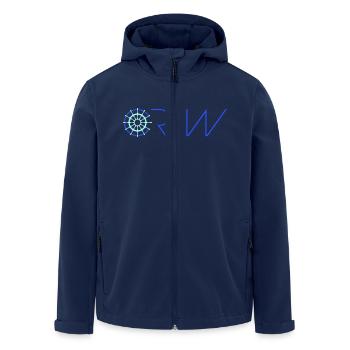 Sailing Crew Sailing Team Ship Steering Wheel Text Logo - Men’s Recycled Softshell Jacket by Stanley/Stella - navy - Front - AI Model Male 185 light (185cm)