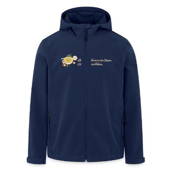 Soup Love // Illustration - Men’s Recycled Softshell Jacket by Stanley/Stella - navy - Front - AI Model Male 185 light (185cm)